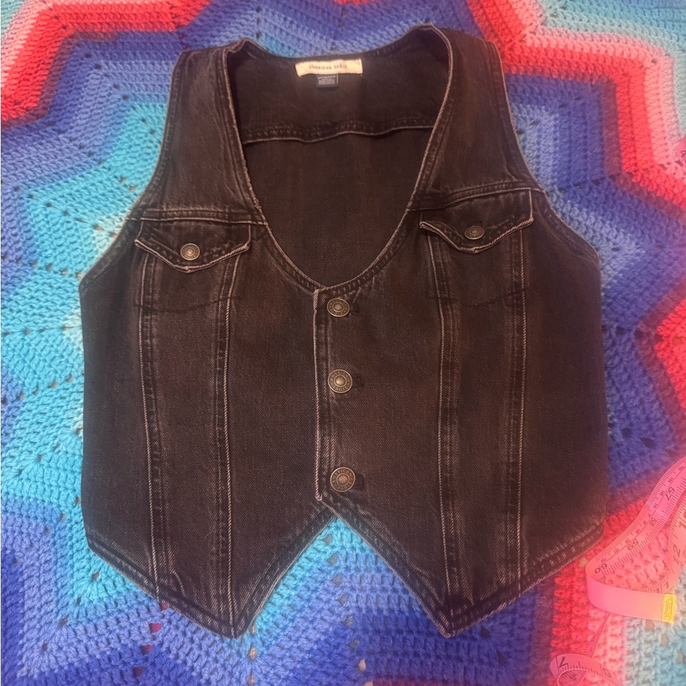 American Eagle Denim Vest - Black Wash size xs